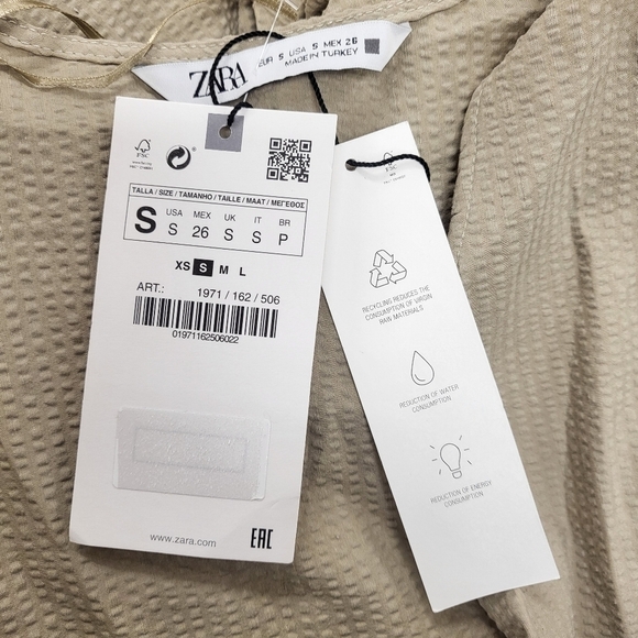 New Zara Textured Linen Blend V-Neck Sleeveless Belted Tan Jumpsuit NWT Small - Picture 14 of 16